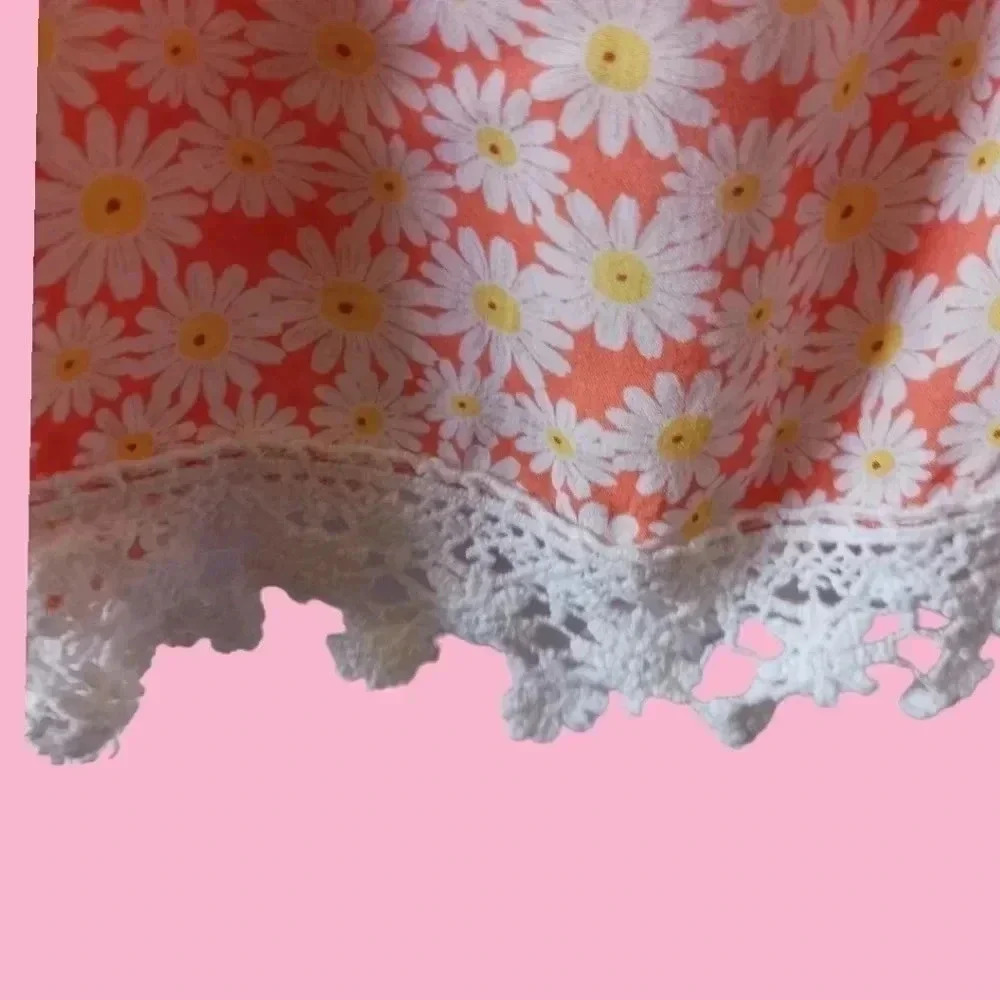 Mine daysi lace tank top sleeveless size M orange/wht/yellow - Picture 3 of 6